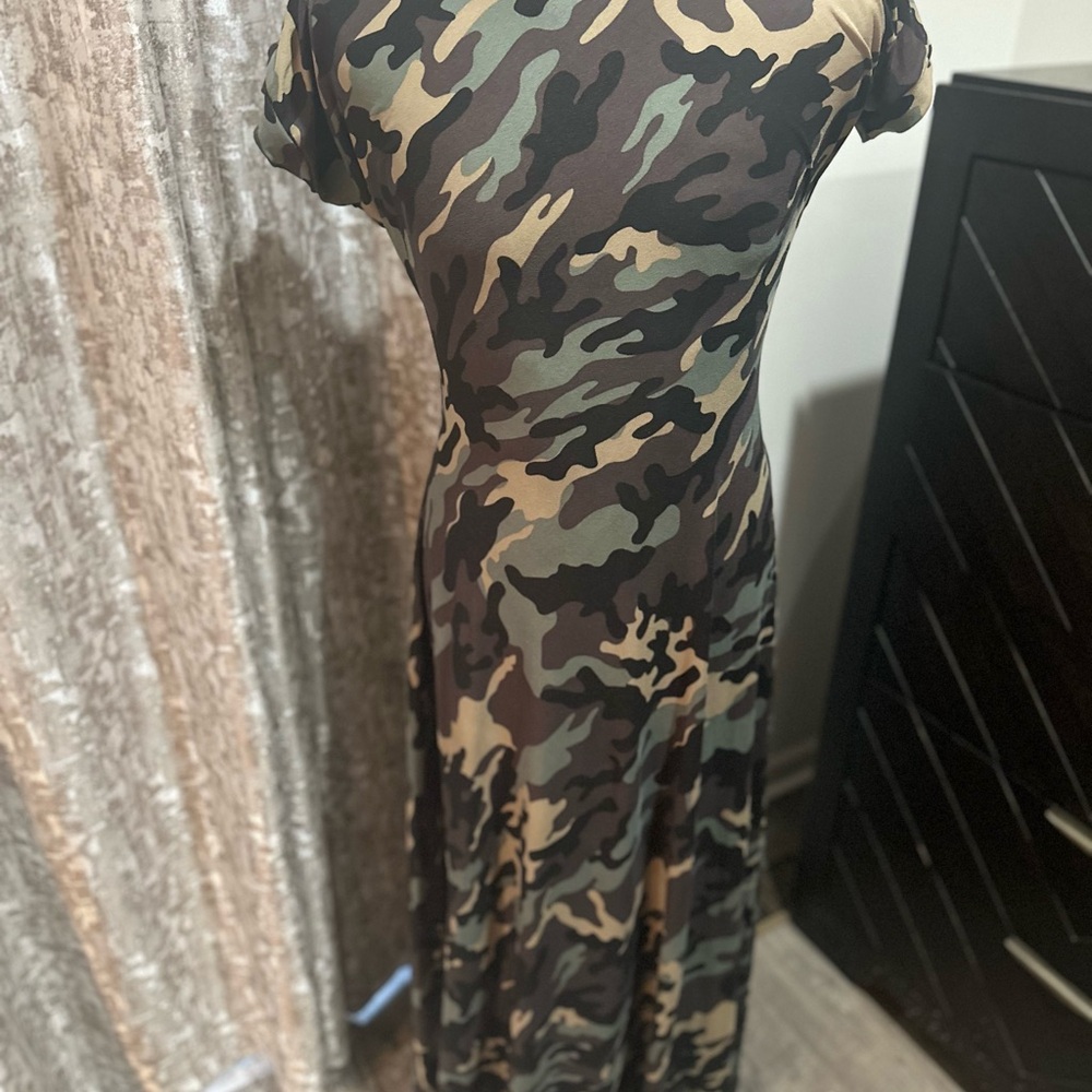 Casual Green and Brown Fit and Flare Maxi Dress